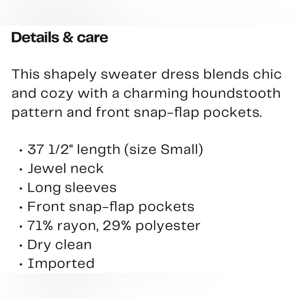 DKNY Long Sleeve Monochrome Houndstooth Pocket Sweater Mini Dress NWT L - Picture 11 of 12